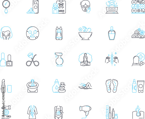 Graceful linear icons set. Elegance, Poise, Fluidity, Delicate, Subtle, Smooth, Refined line vector and concept signs. Classy,Sophisticated,Serene outline illustrations