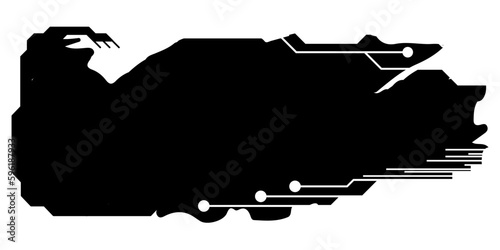 Rectangular design clipart in tech style isolated on white. Short tech plate with copy space. Clipart.