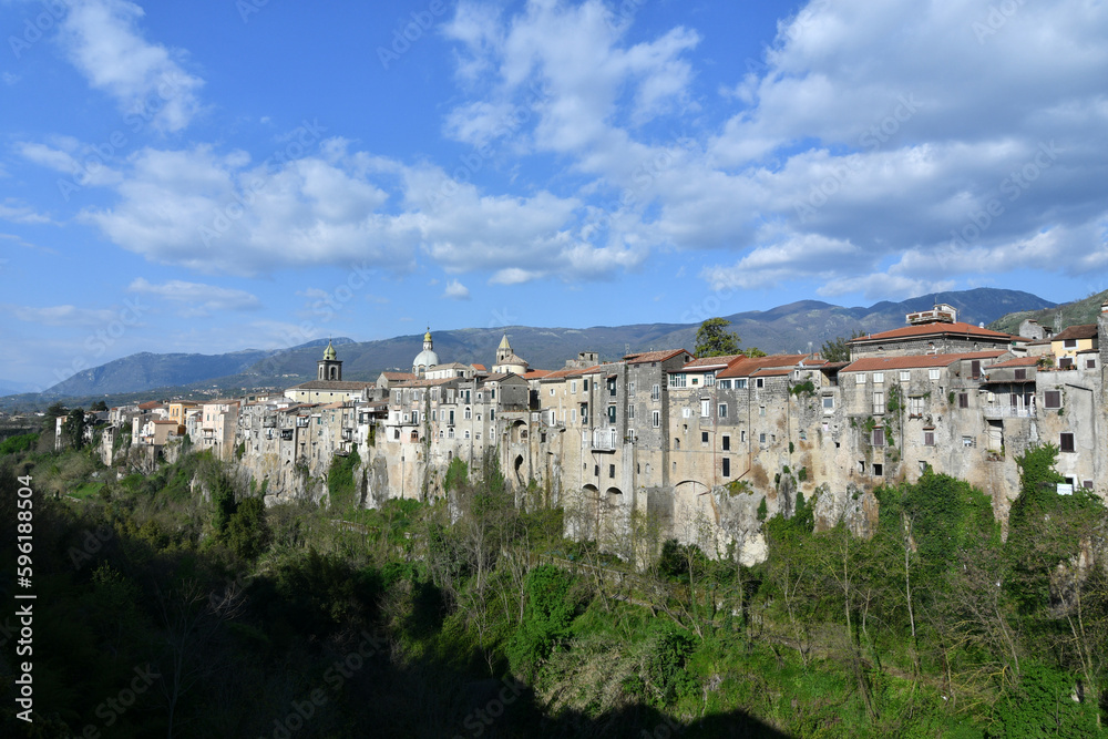 View of the countryside from Sant'Agata de Goti, a historic town in the province of Benevento, Italy.