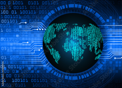 world binary circuit board future technology, blue hud cyber security concept background
