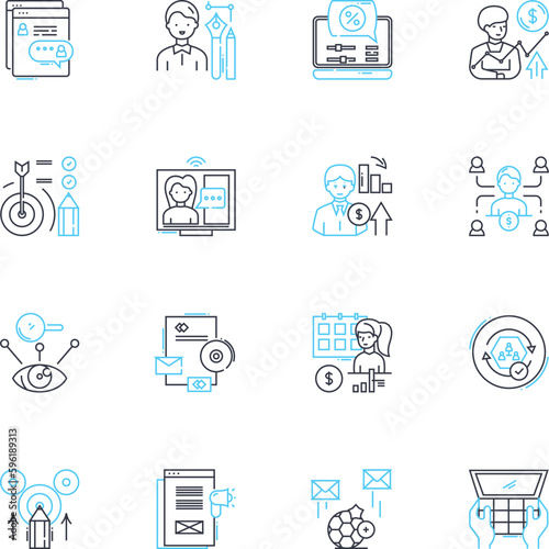 Investment linear icons set. Stocks, Bonds, Mutual funds, Hedge funds, Real estate, Cryptocurrency, Commodities line vector and concept signs. Options,Futures,Derivatives outline illustrations