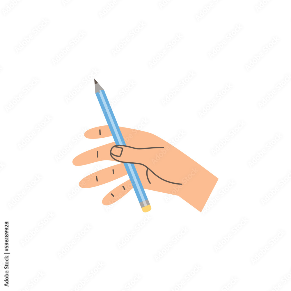 Human hand holding pencil flat style, vector illustration Human hand holding pencil flat style, vector illustration