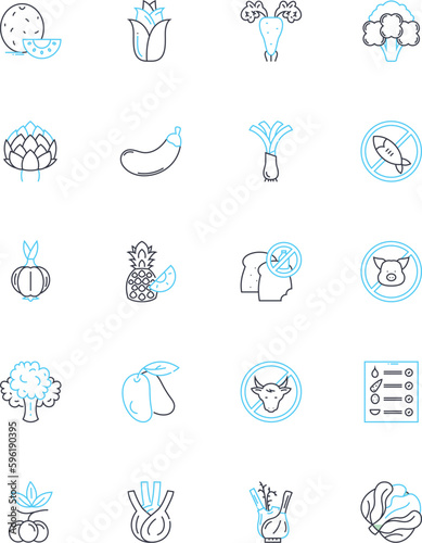 Convenience store linear icons set. Snacks, Drinks, Groceries, Quick, Easy, Accessibility, Impulse line vector and concept signs. Satisfying,Treats,Grab-and-go outline illustrations