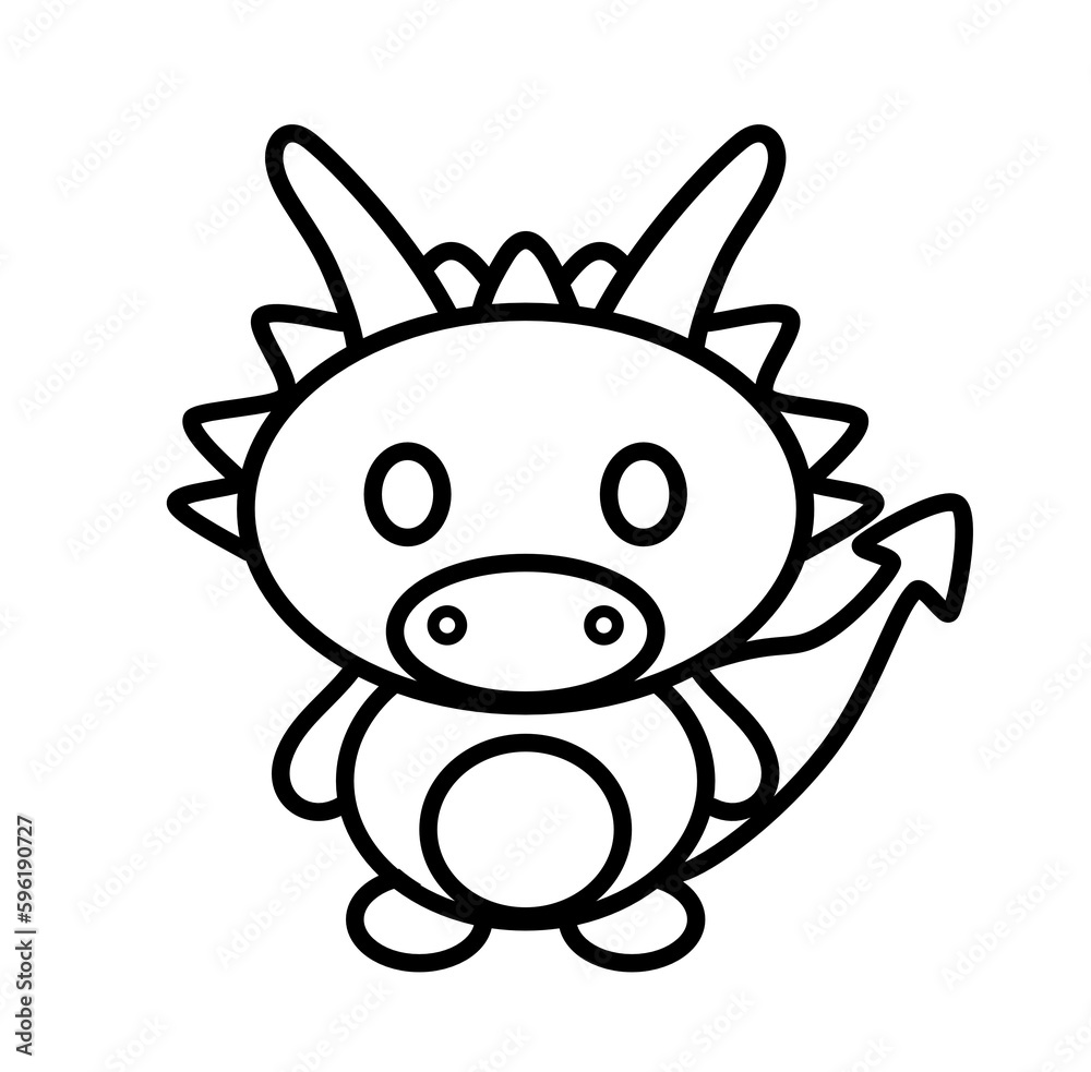 Kawaii baby dragon cartoon outline icon Kawaii baby dragon cartoon outline icon
