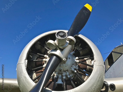 engine of vintage airplane