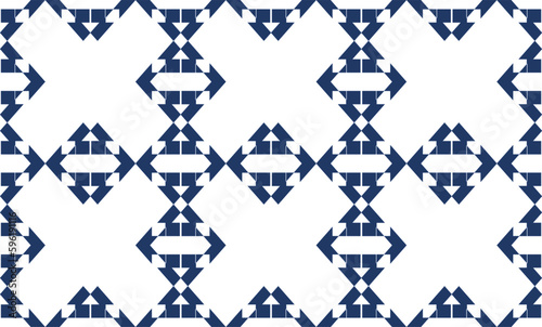 blue block repeat pattern on white background, replete image, design for fabric printing, cross sign