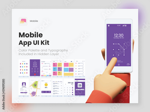 Wireframe UI, UX and GUI Layout with Different Login Screens including Account Sign In, Sign Up, Lock Screen for Mobile Apps or Responsive Website.