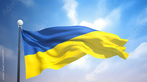 Ukrainian flag vector. Flag on a blue sky background