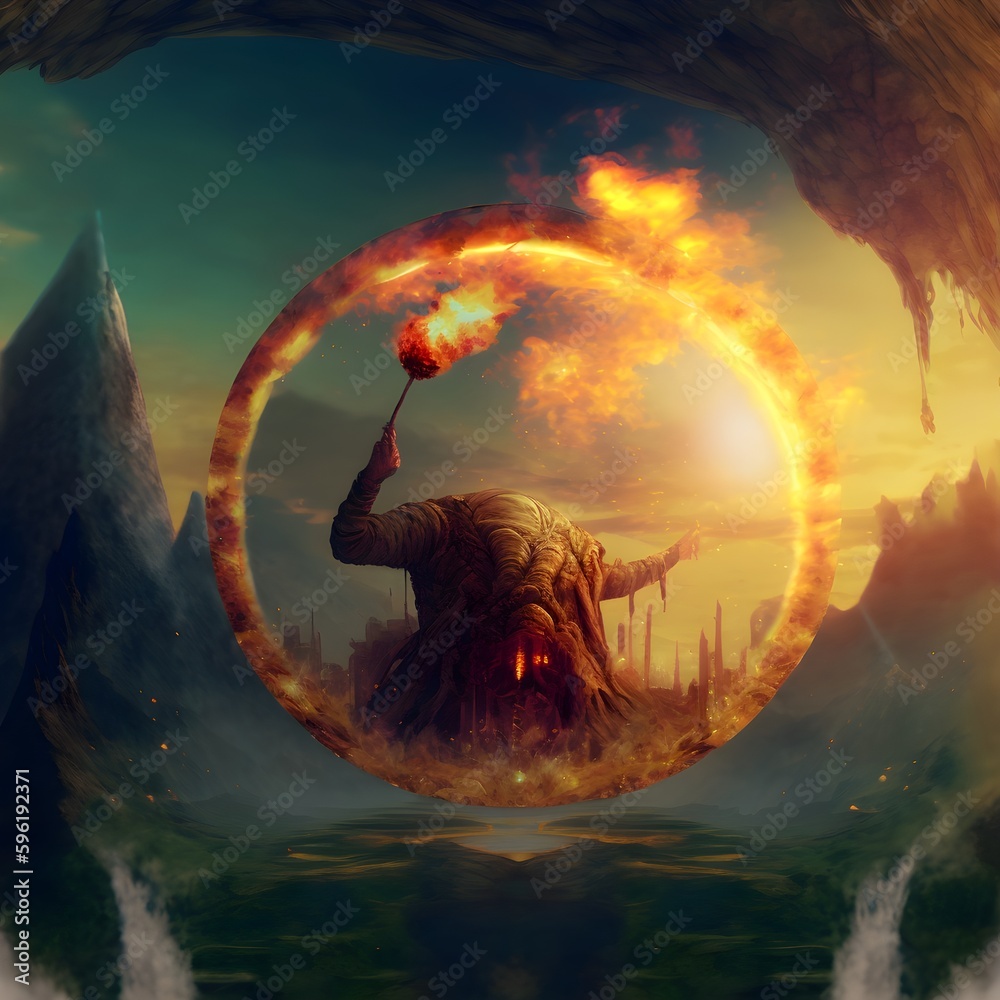 a mage in ornate robes battles giant bug with many eyes inspired by ...