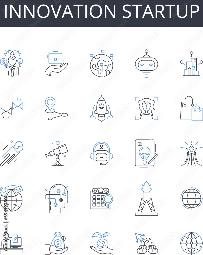 Innovation startup line icons collection. Secluded, Idyllic, Tranquil, Serene, Tropical, Exotic, Remote vector and linear illustration. Oasis,Eco-friendly,Relaxing outline signs set