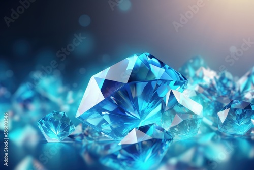 Blue diamond Glass Background 3d © Omkar