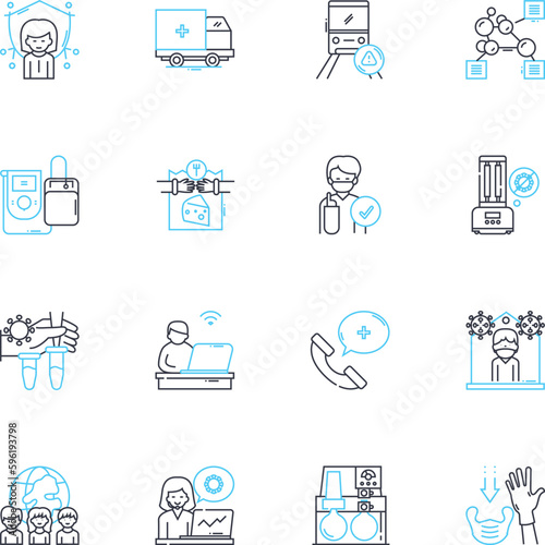 Pathogens linear icons set. Virus, Bacteria, Fungus, Parasite, Infection, Contagion, Microbe line vector and concept signs. Germ,Disease,Transmission outline illustrations