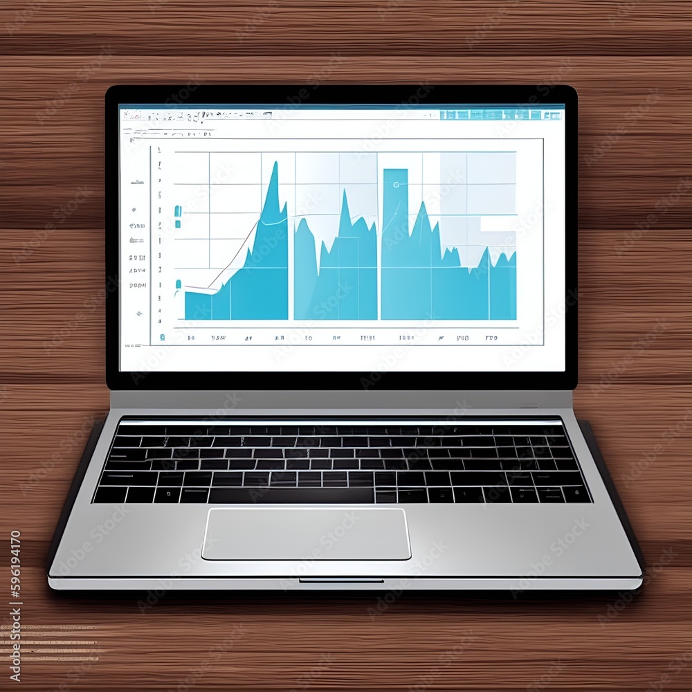 laptop with graph on screen laptop with graph on screen