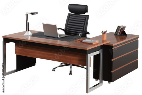 office desk with a laptop and chair