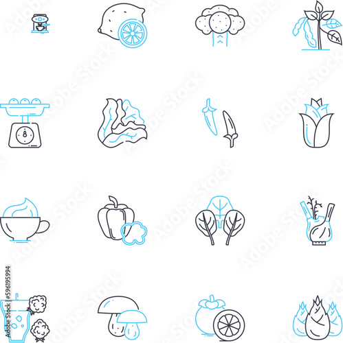 Solid fitness linear icons set. Strong, Endurance, Power, Stamina, Agility, Flexibility, Resistance line vector and concept signs. Cardio,Speed,Strength outline illustrations