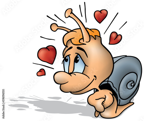 Cute Amorous Snail with Hearts