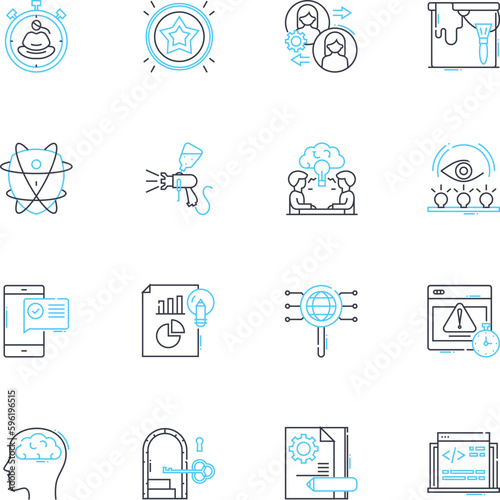 Perception and intuition linear icons set. Insight, Sensing, Sixth sense, Gut feeling, Awareness, Cognition, Discernment line vector and concept signs. Acuity,Perspective,Foreknowledge outline