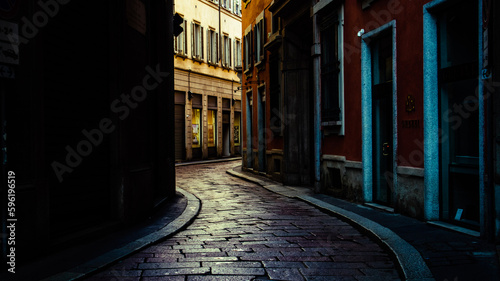 Milan  Italy  streets in historic center  downtown