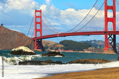 View on Golden Gate Bridge from Baker Beach.