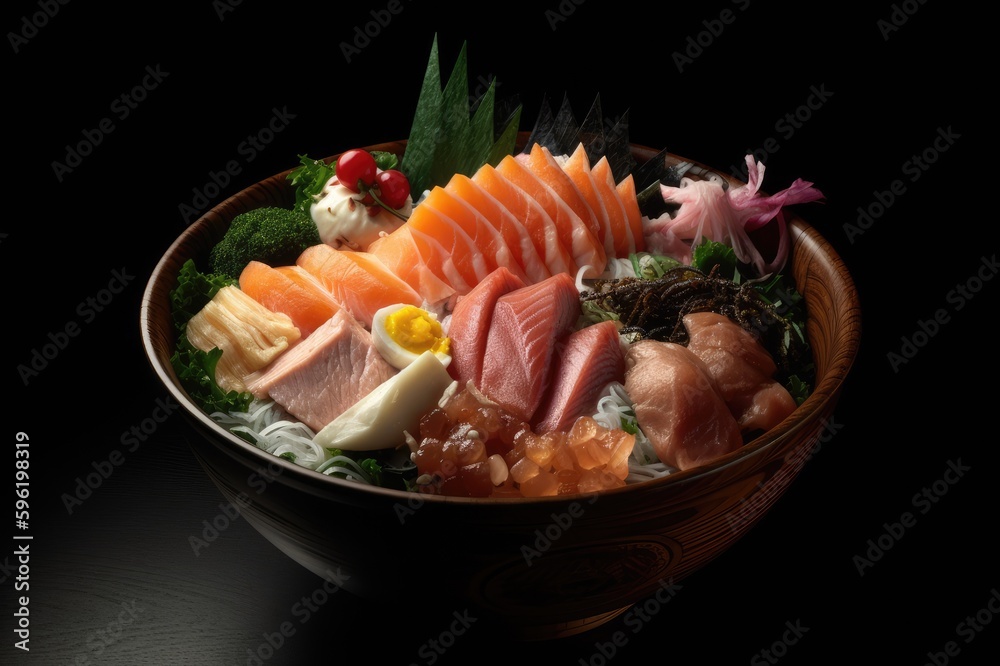 Chirashi Don Sushi Sashimi Rice Salmon Tuna Hamachi Snapper Mackeral
