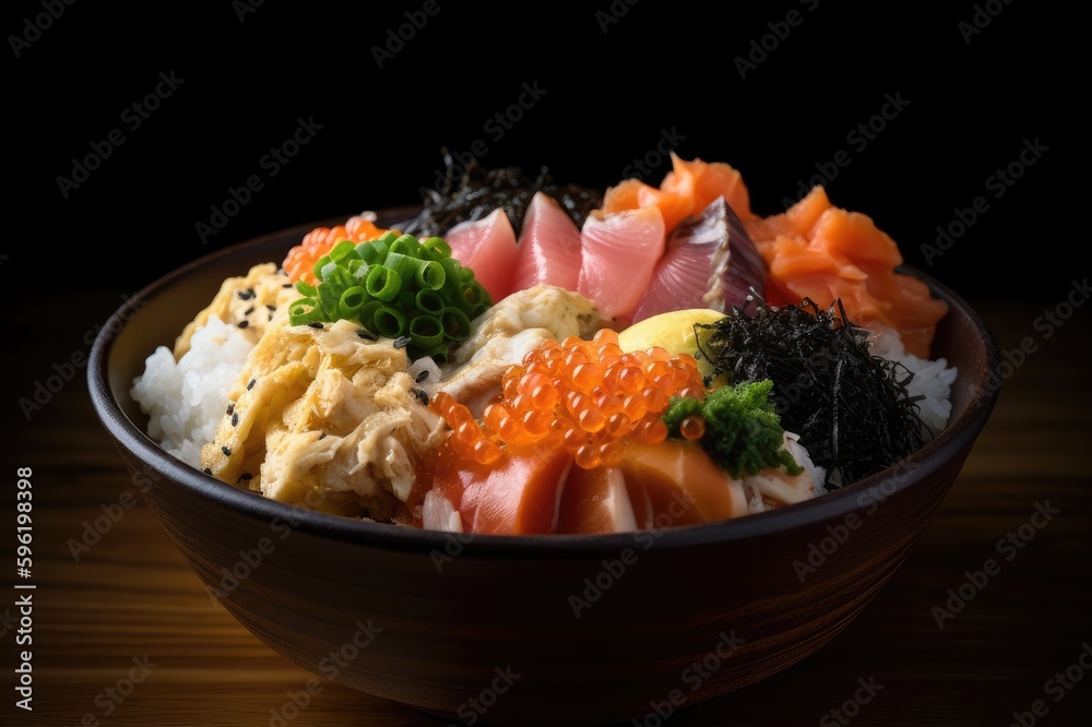 Chirashi Don Sushi Sashimi Rice Salmon Tuna Hamachi Snapper Mackeral