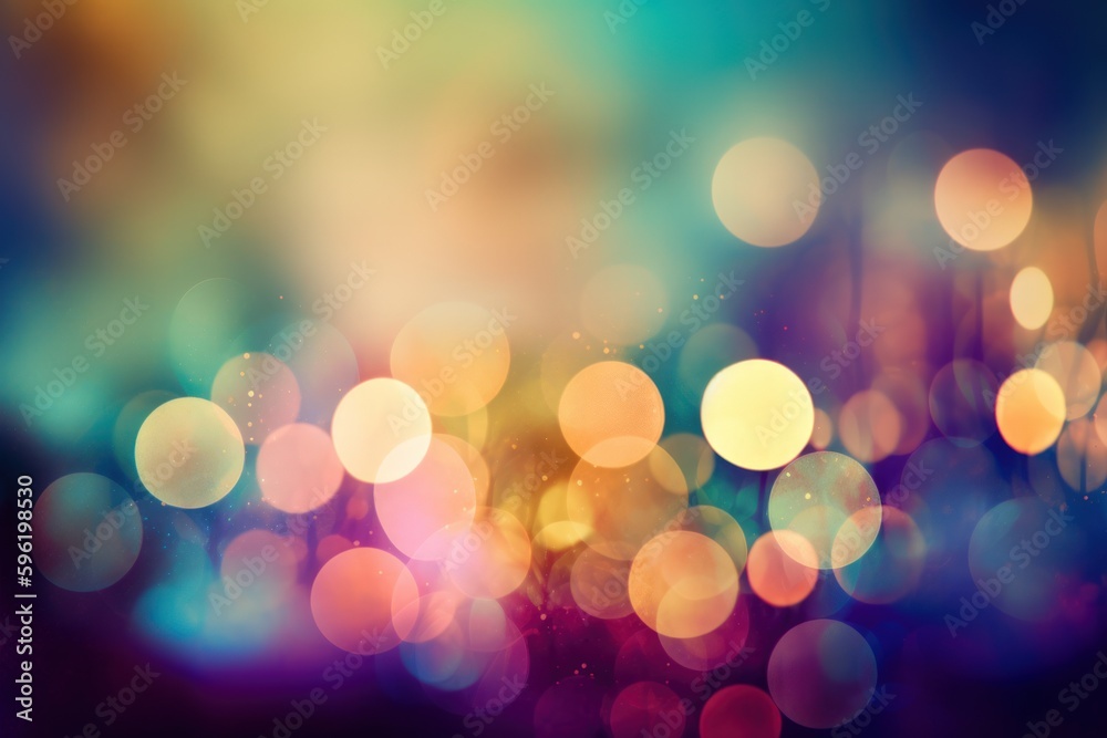 Fototapeta premium Bokeh Light Effects, Sparkling Defocused Lights, Dreamy Atmosphere, Gradient Background - Generative AI