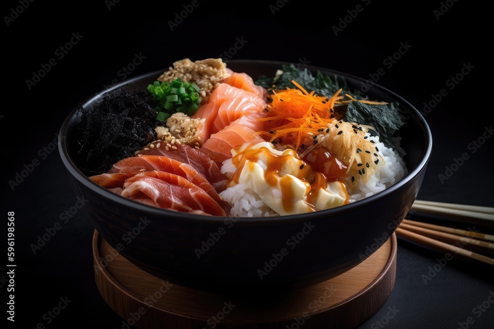 Chirashi Don Sushi Sashimi Rice Salmon Tuna Hamachi Snapper Mackeral