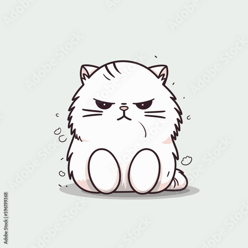 white mad Persian kitty cat sitting