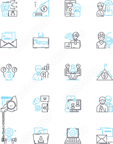 Bold approach linear icons set. Courage, Fearlessness, Daring, Risk-taking, Innovative, Inventive, Limitless line vector and concept signs. Unconventional,Singular,Unorthodox outline illustrations
