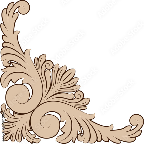 retro graphic ornament. Floral design element