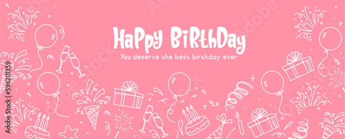 Tablou canvas Happy birthday vector banner design