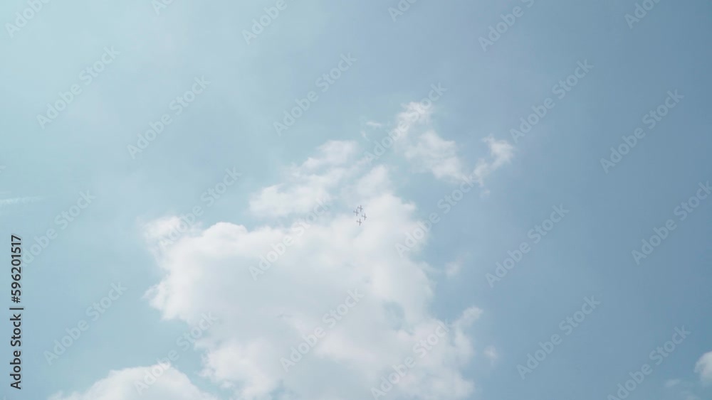 Jakarta, Indonesia - April 9, 2023: The Jupiter Aerobatic Team Squadron performs at the air show at Halim Perdanakusuma International Airport, during the 77th anniversary of TNI