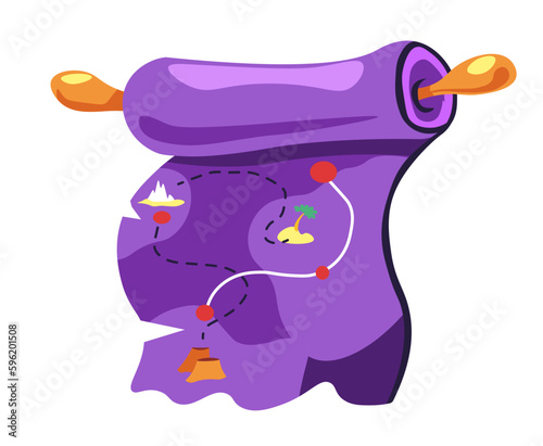 Pirates treasure hunt map with traces and info