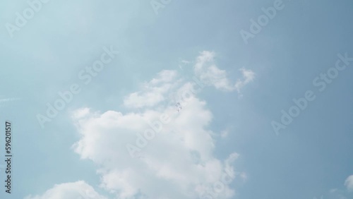 Jakarta, Indonesia - April 9, 2023: The Jupiter Aerobatic Team Squadron performs at the air show at Halim Perdanakusuma International Airport, during the 77th anniversary of TNI photo