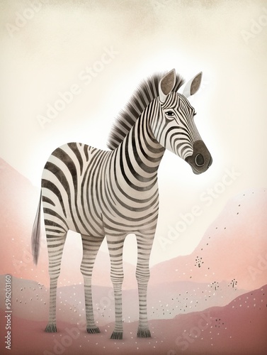A grevys zebra illustration. Generative Ai photo