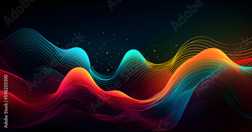 Abstract 3D Background wave background curve technology IA générative