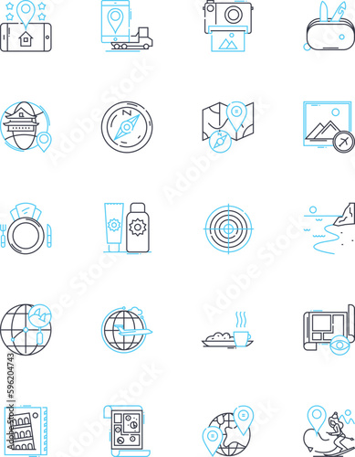 Metadata linear icons set. Structured, Standards, Quality, Management, Cataloging, Organization, Digital line vector and concept signs. Retrieval,Analysis,Schema outline illustrations