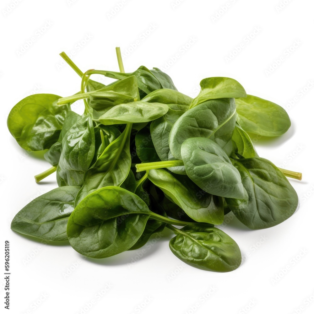 Malabar Spinach Isolated on White. Generative AI Malabar Spinach Isolated on White. Generative AI