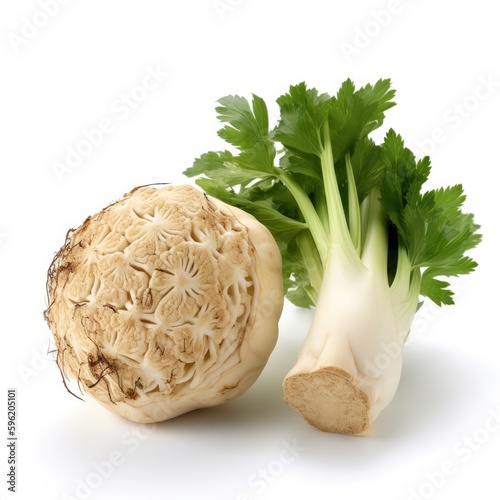 Celeriac Celery Root Isolated on White. Generative AI photo