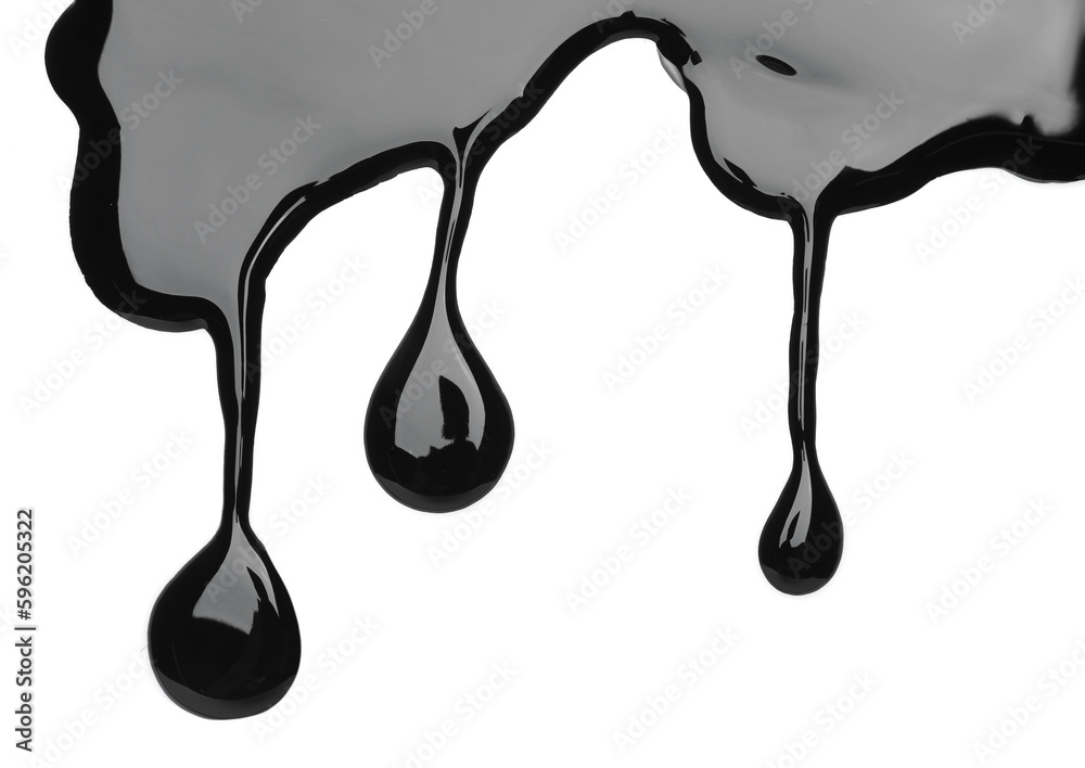 Black glossy paint spilled on white background, top view Black glossy paint spilled on white background, top view