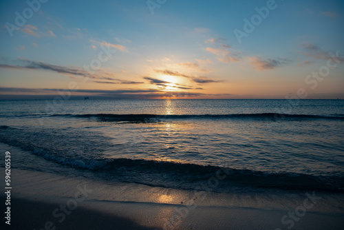 Fototapeta Naklejka Na Ścianę i Meble -  beautiful morning seascape with sea water on the summer beach