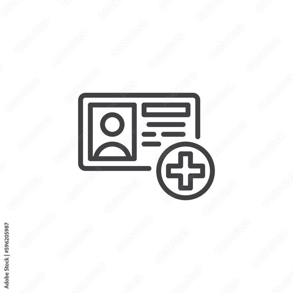 Medical health card line icon