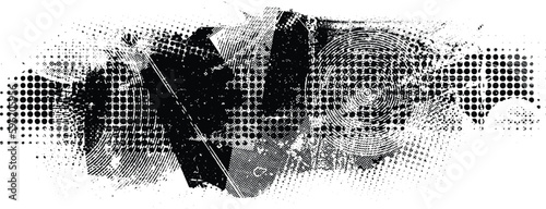 Glitch distorted geometric shape . Noise destroyed logo . Trendy defect error shapes . Glitched frame .Grunge textured . Distressed effect .Vector shapes with a halftone dots screen print texture.