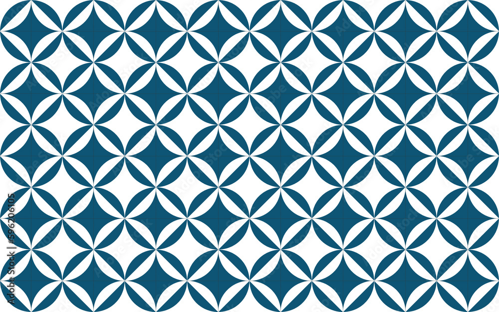 Fototapeta premium 日本の伝統的な模様である七宝パターン -藍色と白色