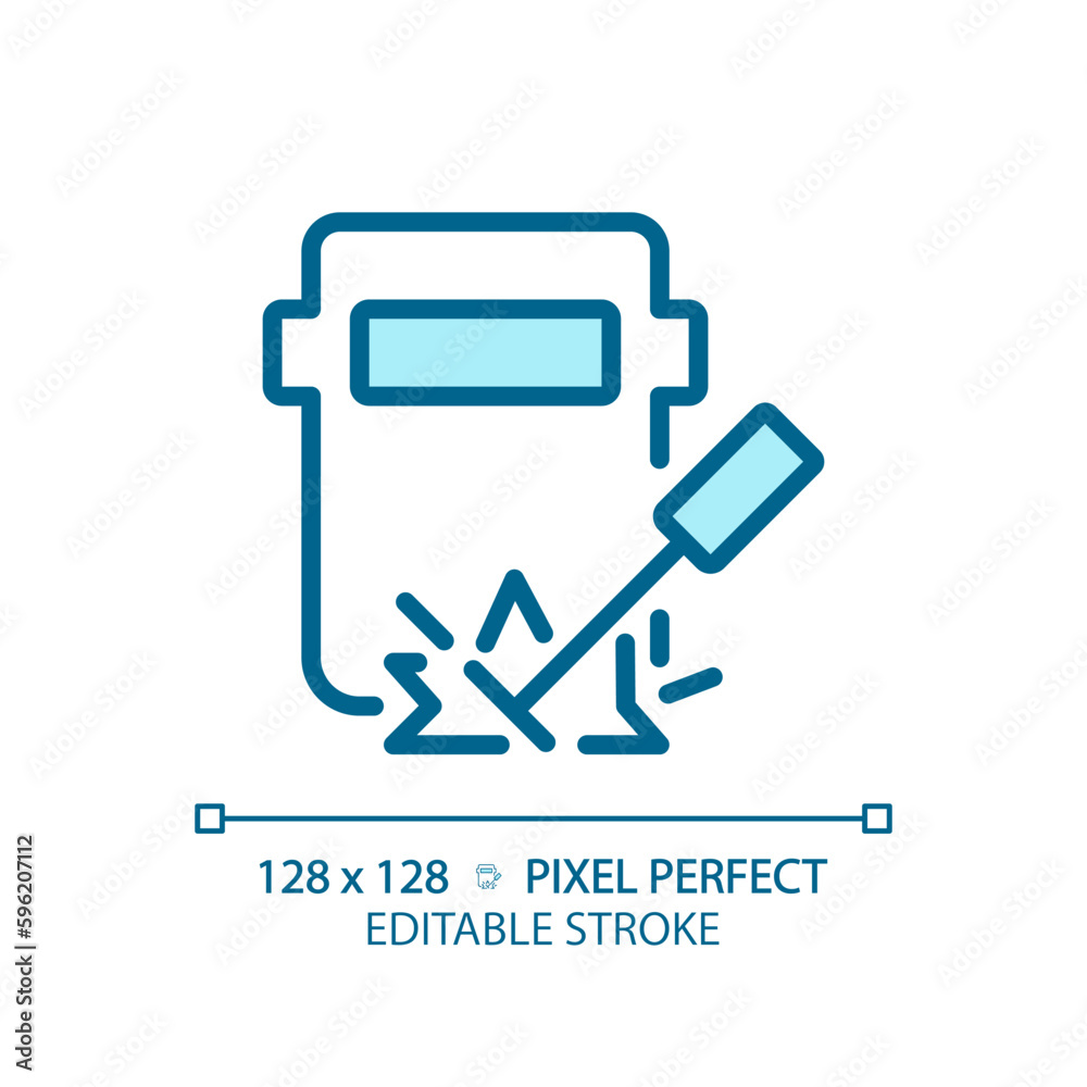 Welding pixel perfect blue RGB color icon. Railway track maintenance ...