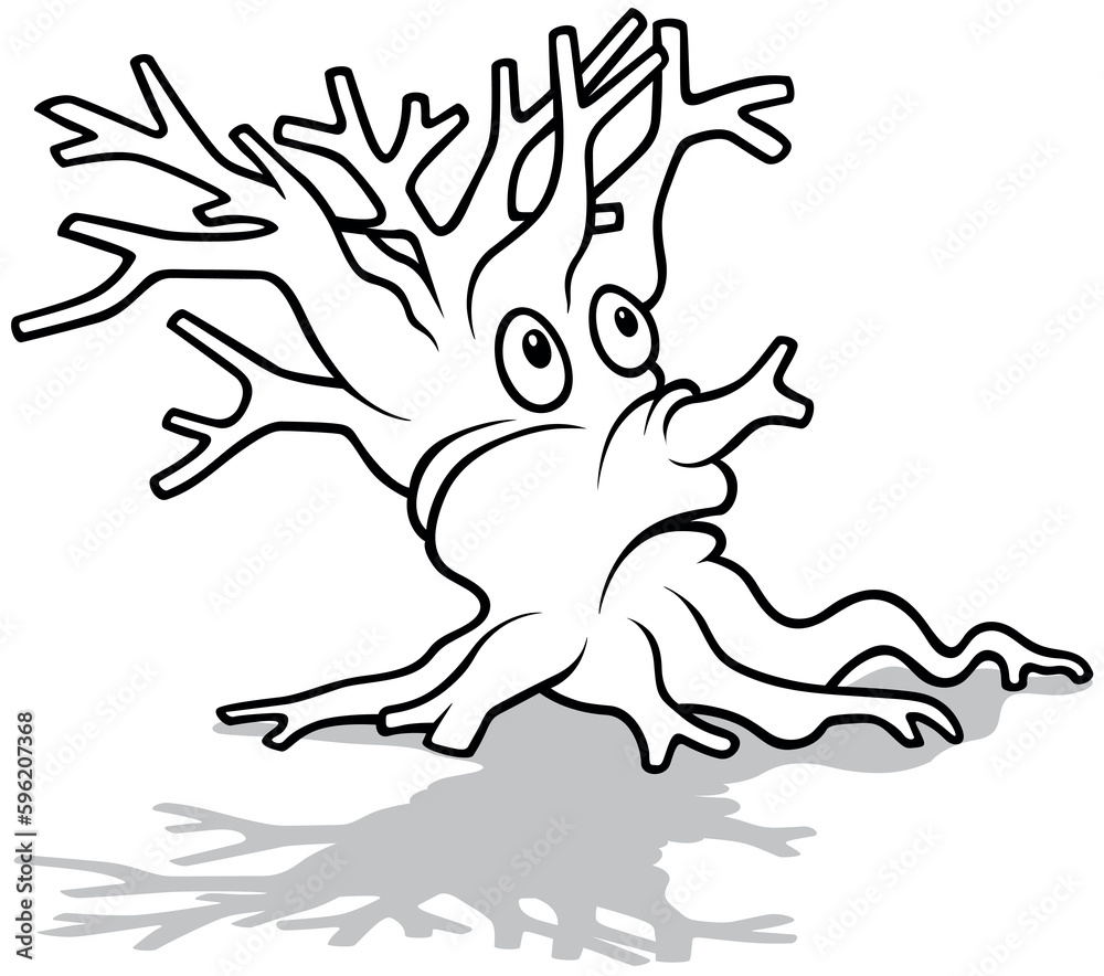 Drawing of a Bush Trunk without Leaves with a Face Drawing of a Bush Trunk without Leaves with a Face