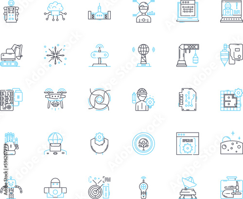 Architect linear icons set. Design, Blueprint, Structure, Blueprinting, Planning, Development, Renovation line vector and concept signs. Building,Construction,Engineering outline illustrations