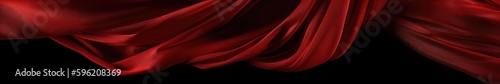 Red silk on black background, banner. 
