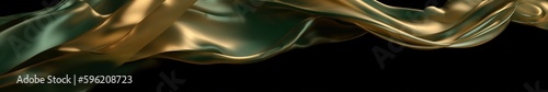 Green silk background, banner. 