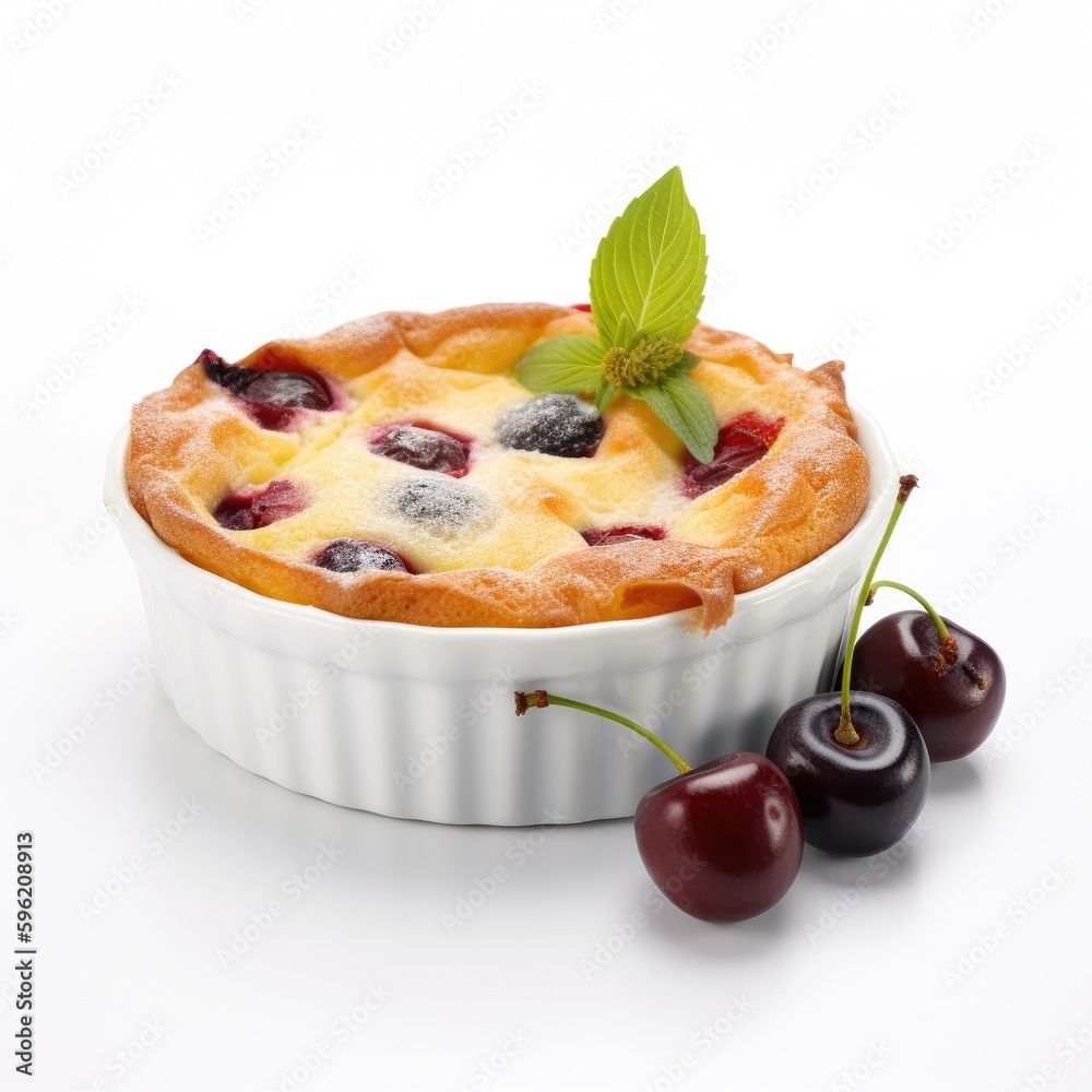 Clafoutis Isolated on White. Generative AI Clafoutis Isolated on White. Generative AI